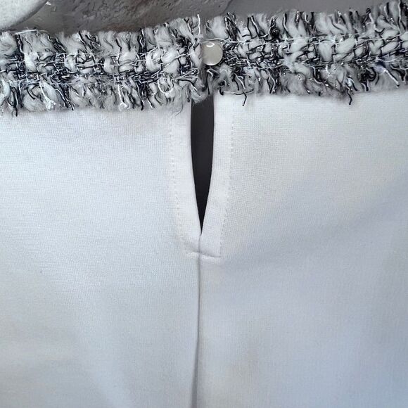 J Crew Women’s Fringe Tweed Lace Black White Sleeveless Top Sz Small - Picture 7 of 11